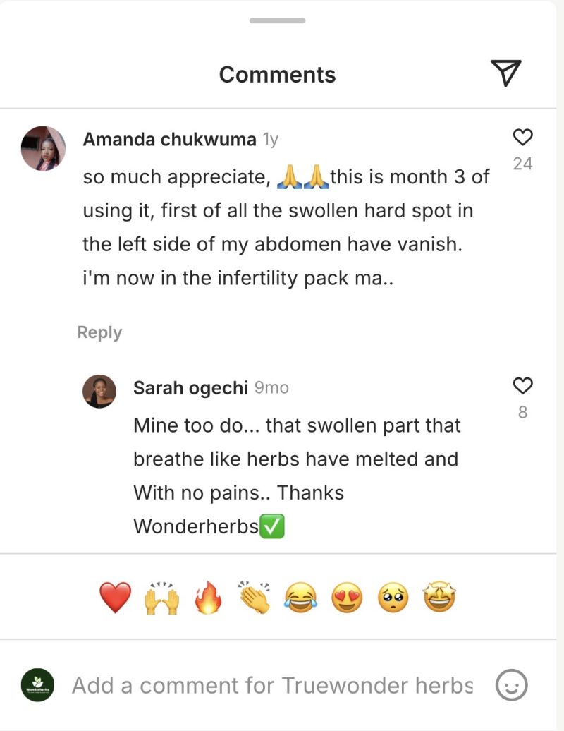 Comment thread from customers discussing their fibroid support results