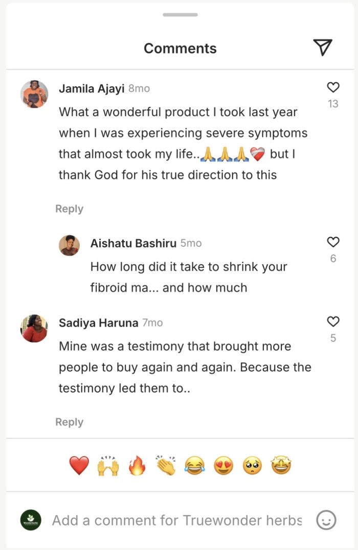 Comment thread from customers discussing the fibroid support protocol